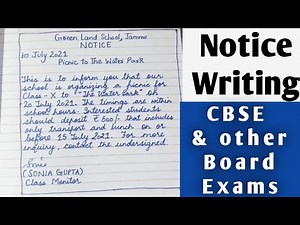 CBSE Notice Writing- Part 1 || Notice Writing- Picnic