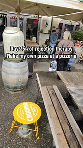 day 354: make my own pizza at a pizzeria coolest experience ever!! I thought for sure this would be a no but they were so chill about it lol very kind staff & ngl food tastes sm better when you make it yourself too :) what should I do tomorrow #rejectiontherapy #rejection #askingstrangers #stranger #socialexperiment | Daily Rejection