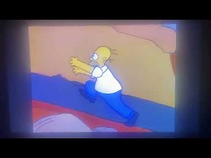 Homer almost flies through Springfield Gorge on Bart's skateboard