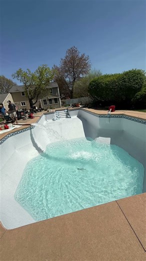 Massive inground pool makeover watch this transformation! #poolremodel #ingroundpool #poolliner