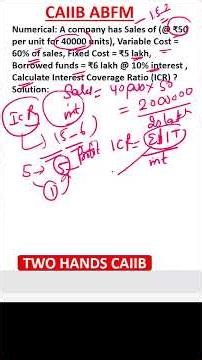 INTEREST COVERAGE RATIO CALCULATION - MEMORY BASED NUMERICALS I ABFM CAIIB I TWO HANDS CAIIB I