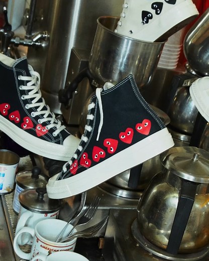 Designed for those who follow their heart – and their own footsteps. The fan-favourite Converse x @commedesgarcons PLAY collaboration is back with the playful, multi-heart Chuck 70. 🖤❤️👀 Just dropped online ➡️ Converse.co.za | CONVERSE