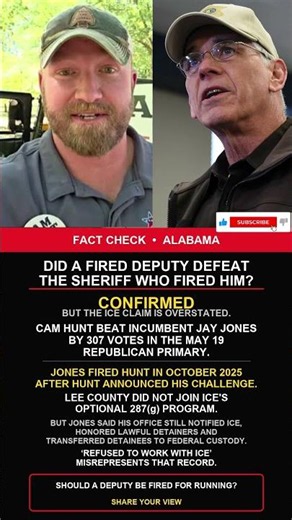 Fired Deputy Cam Hunt Defeats Sheriff Jay Jones in Alabama Primary