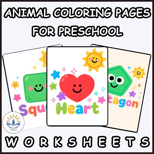 Geometric Shapes Coloring Pages for Kids | Printable Shape Worksheets | Preschool & Kindergarten Math Activities - Etsy