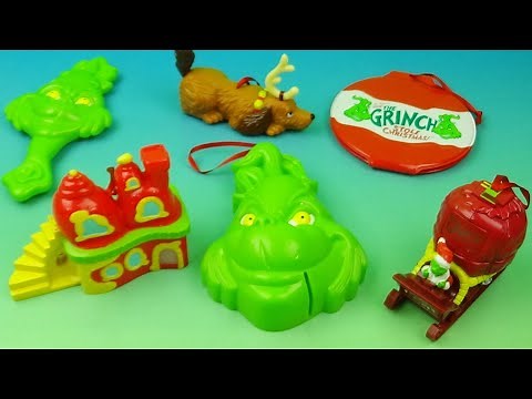 2000 Dr SEUSS HOW THE GRINCH STOLE CHRISTMAS set of 6 WENDY'S MOVIE COLLECTIBLES VIDEO REVIEW