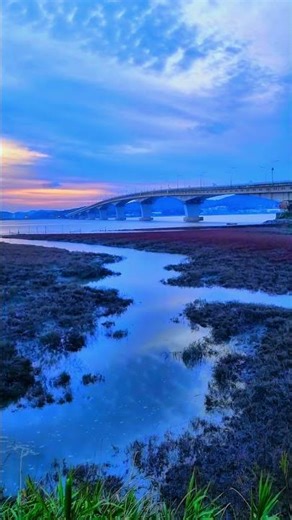 "일출에 물든 초지대교의 시간 여행"