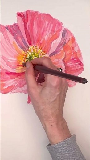 How to paint a Large Watercolor Poppy #watercolor