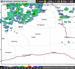 20K views · 51 reactions | Be aware there are showers and storms across northern Wyoming this afternoon. Strong wind gusts of 50 to 60 mph will be possible with these showers and storms! Showers and storms will slowly fade this evening. | US National Weather Service Riverton Wyoming | Facebook