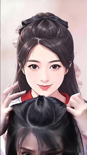 ✨ Beautiful Half Up Puff Hairstyle Tutorial 😍 | Easy Korean Hair Style for Girls 💖 #Shorts