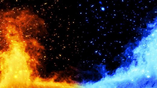 Fire and Ice background concept design with spark seamless loop video.