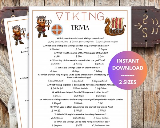 Viking Trivia Game for Kids and Adults | Fun Norse Mythology Quiz for History Class, Party Activity, Homeschool, Scouts or Events - Etsy