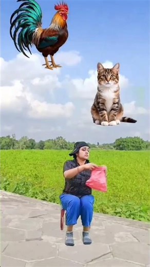 Mar 31, 2026 Flying rabbit, cat, cow & dog catching vs Rooster - Funny vfx magic #shorts