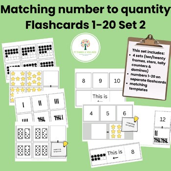Match numbers with objects Flashcards (11 x 8.5) Set 2