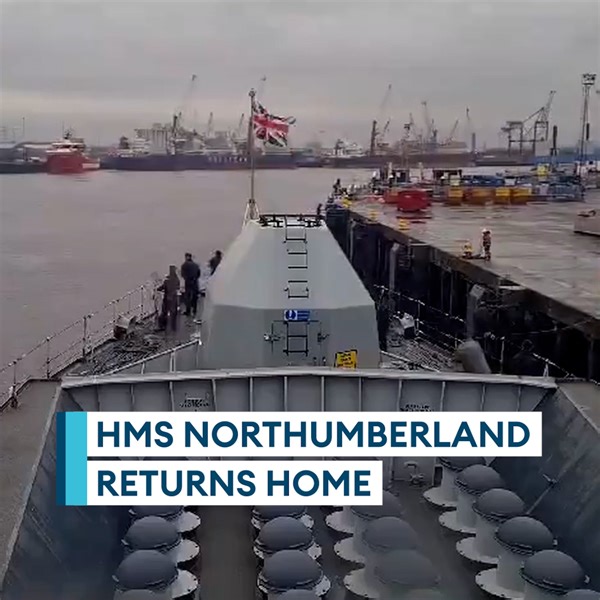 2K views · 59 reactions | HMS Northumberland has returned to the North East  The Type 23 frigate spent last year working with several allies in the North Atlantic and Arctic Circle defending the UK’s interests in the region ❄️  Watch here  | Forces News | Facebook