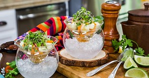 Peruvian Ceviche of Corvina with Orange-Scented Yam and Choclo Corn