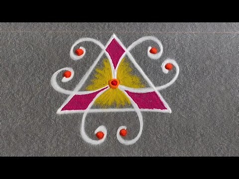 Freehand Rangoli Designs 🌺 24/7 Rangoli 🌿 Easy Simple Daily Muggulu Design🌺 Beginners Rangoli Design