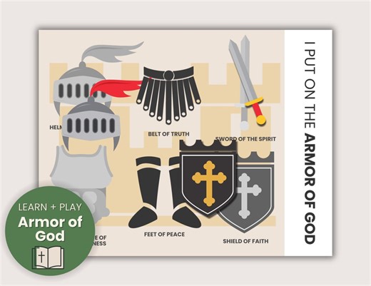 The Armor of God Activity, Kid's Bible Lesson, Sunday School Printable, Homeschool Curriculum, Busy Book Instant Download - Etsy