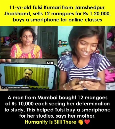 11-Year-Old Girl Sells 12 Mangoes for ₹1.2 Lakh to Continue Her Studies ❤️🥭