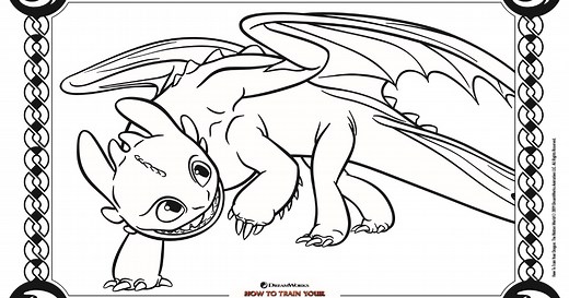 Toothless Coloring Page from How To Train Your Dragon 3