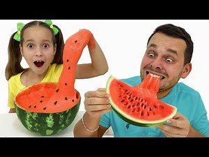 Sofia pretend play Making Watermelon Satisfying Slime