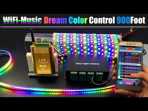 How To Connect Dream Color Music WiFi Controller To Control 1,000Ft+ WS2812B LED Strip Lights Screen