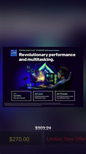 Intel Core i9-12900K Gaming Desktop Processor with Integrated Graphics and 16 (8P+8E) Cores up