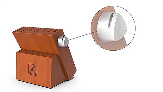 Ergonomic Stainless Knife & Block with Built-in Sharpener