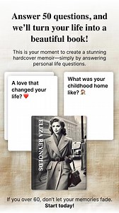 ✨ Your story deserves to be told, beautifully. With Memowrite, it's easy: Inspiring prompts Full creative control A stunning memoir delivered to you  Don’t wait – save up to 64% today! | Memowrite | Facebook