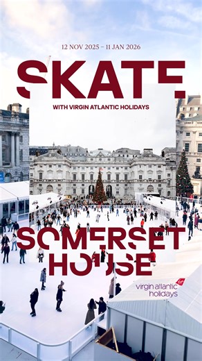 🎉 ON SALE NOW 🎉 Skate at Somerset House with Virgin Atlantic holidays opens next month, from 12 Nov 2025 – 11 Jan 2026 ❄️⛸️ A highlight of the capital’s winter calendar, the iconic courtyard at Somerset House will once again be transformed into a festive wonderland, complete with unforgettable skating moments, delicious seasonal food and drink, and a packed programme of music, culture and celebration. Whether you're gliding under the stars, learning the ropes with Skate School, or dancing rink