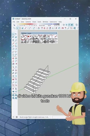 Cara cepat membuat tangga di sketchup yang cepat dan akurat #sketchupextension #sketchupplugin