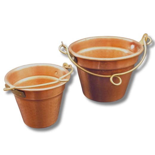 Copper Buckets With Brass Handles, Rustic Farmhouse Decor (set of 2) - Etsy