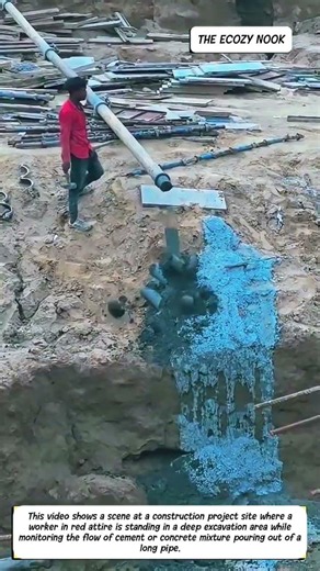 ​🏗️ CONSTRUCTION IN PROGRESS WORKER MONITORING CEMENT FLOW AT SITE 🚜