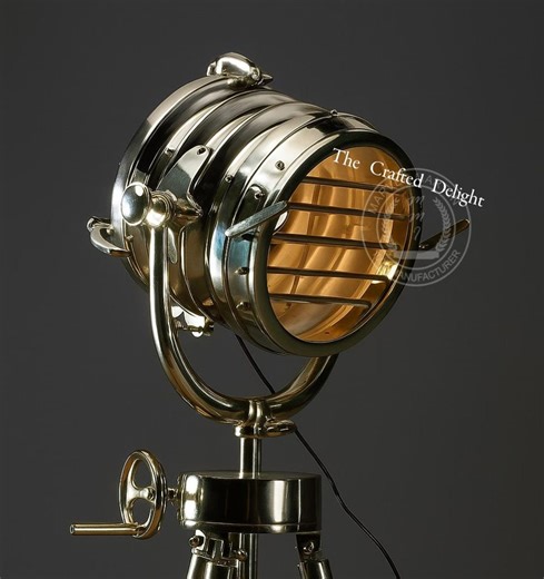 Vintage Style Tripod Spotlight Floor Lamp - Adjustable Nautical Decor - Etsy