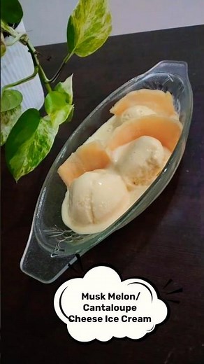 Creamy Musk Melon & Cheese Ice Cream | Easy Homemade Cantaloupe Dessert (No Egg)