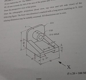 Given Problem:Draw the perspective view of the prism shown in ... | Filo