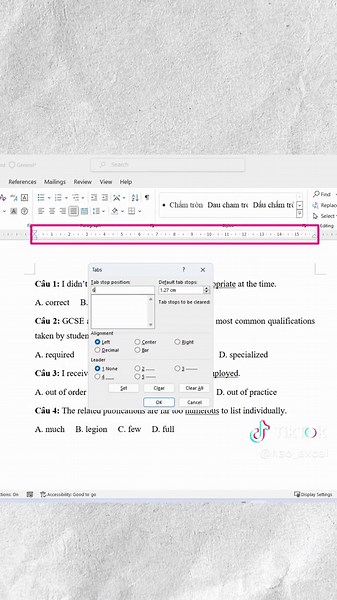 Cách trình bày bộ đề trắc nghiệm trong Word chuyên nghiệp