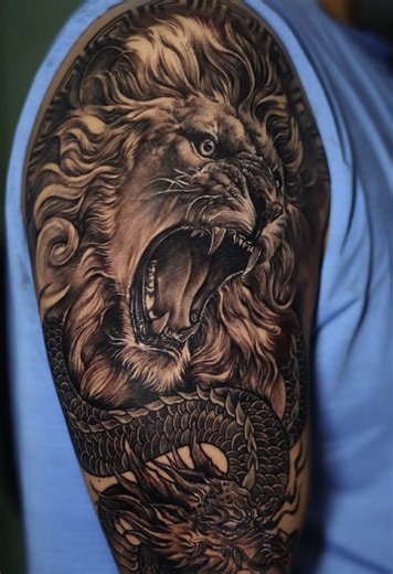 Lion and Dragon Tattoo: A Symbol of Strength and Power