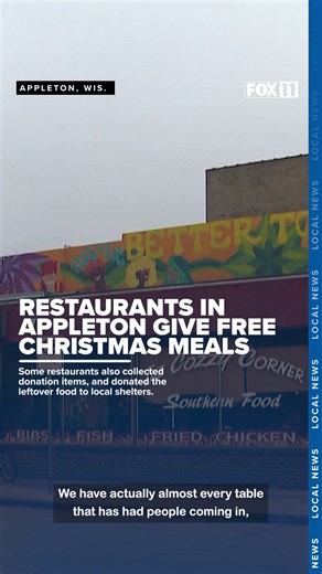 WLUK FOX 11 NEWS on Instagram: "Those looking for a holiday meal on Christmas were able to go to two restaurants in Downtown Appleton offering free meals to the community. Appleton Beer Factory had a table full of food for visitors to choose from. Volunteers who helped give out the food told FOX 11 it was a great way to connect with those who need connections during the holiday season. It was Appleton Beer Factory’s first time hosting the event, and all the food that was leftover was delivered t