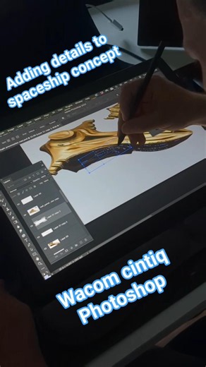detailing spaceships using my wacom cintiq 16 and Photoshop #art #illustration #digitalart #scifi