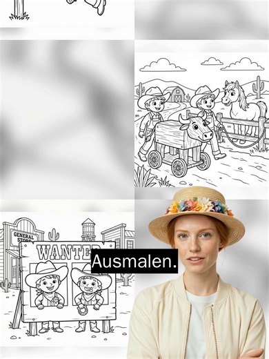 Fröhliches Western-Malbuch für Kinder