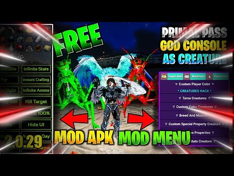 ARK MOBILE| MOD MENU + MOD APK | VR 2.0.29 | GOD CONSOLE PRIMAL PASS | ANDROID 15 WORKING ✅
