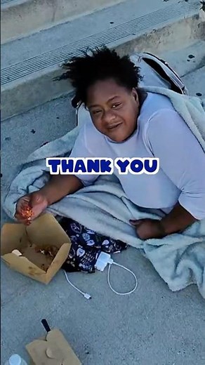 HOMELESS Girl Gets Food On The Sidewalk And Is Very THANKFUL?