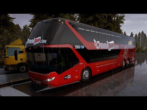 Fernbus Simulator | Una ruta con Lluvia de Paderborn a Kassel | Neoplan Skyliner