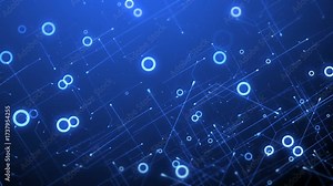 Blockchain Data Analytics Animation with blue hexagonal digital network visualization, futuristic data flow, big data infographic, and cryptocurrency technology motion graphics for abstract background