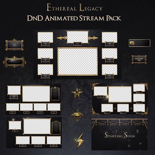 Animated Dnd Stream Overlay: Black & Gold Medieval Pack - Etsy