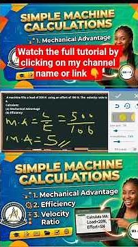 How to calculate Mechanical Advantage, Velocity ratio, Efficiency | Simple Machine Calculations