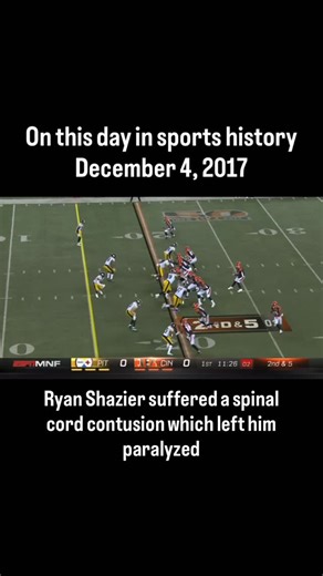 Today In Sports History on Instagram: "On this day in sports history, Ryan Shazier was suffered a spinal cord Injury after a head first hit. He was temporarily paralyzed and doctors feared he would never walk again. He did recover tho #nfl #bengals #steelers #Pittsburghsteelers #steelersfootball #sports #cincinnati #bengalsfootball"