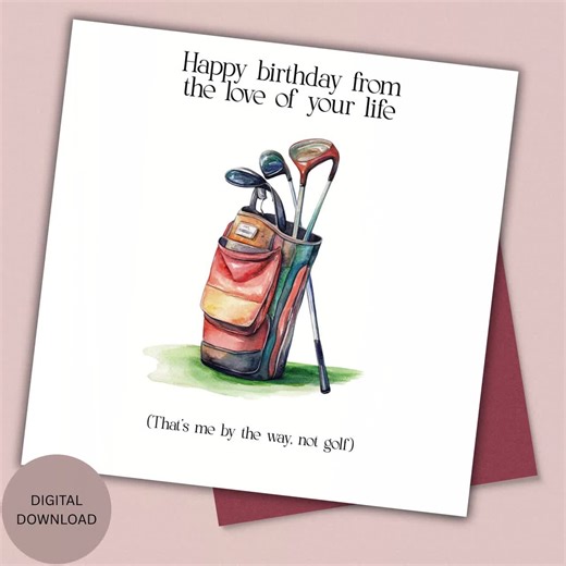 Funny Golf Birthday Card: Watercolor Golf Bag (digital Download) - Etsy Canada