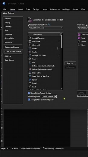 How to Show the Missing Quick Access Toolbar in Microsoft Word #Shorts