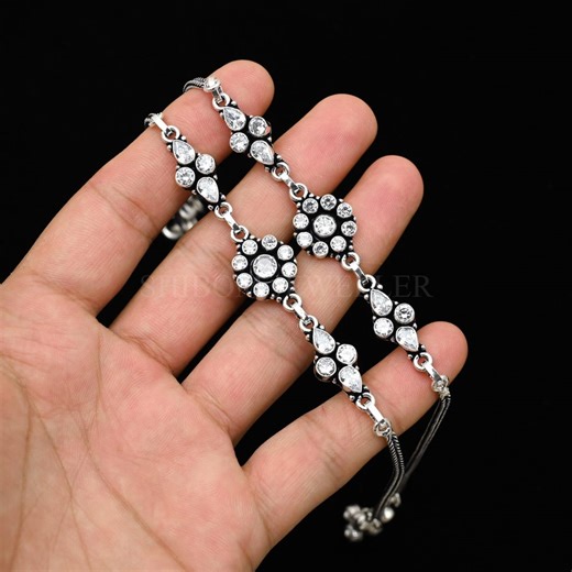 Oxidized Metal Anklets Featuring All White Floral Links - Etsy